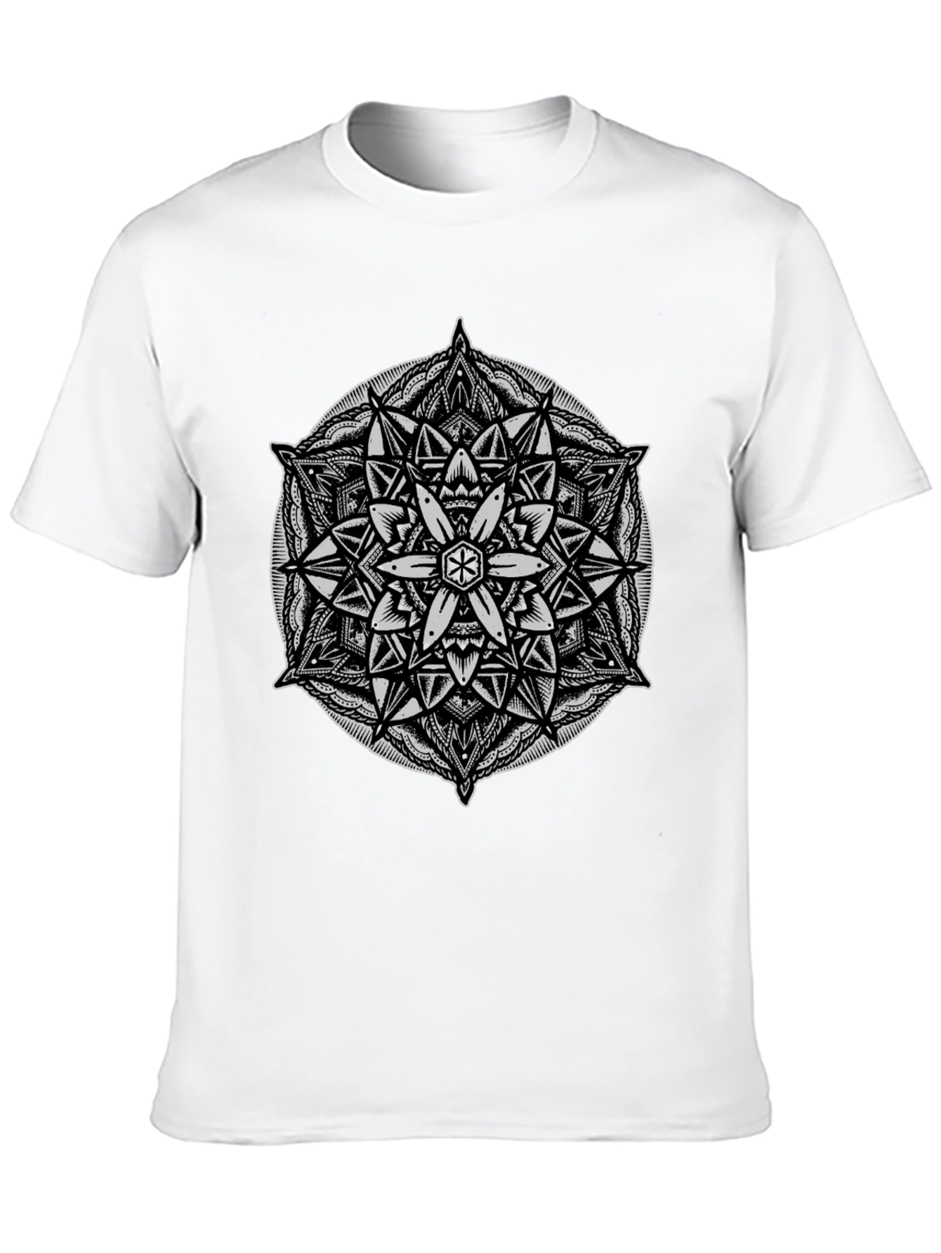 Geometric Mandala Graphic Tee - Black