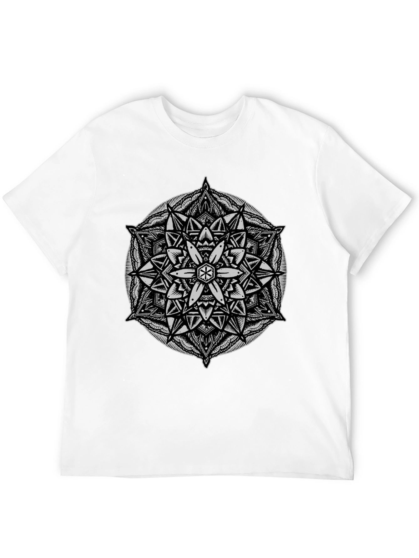 Geometric Mandala Graphic Tee - Black