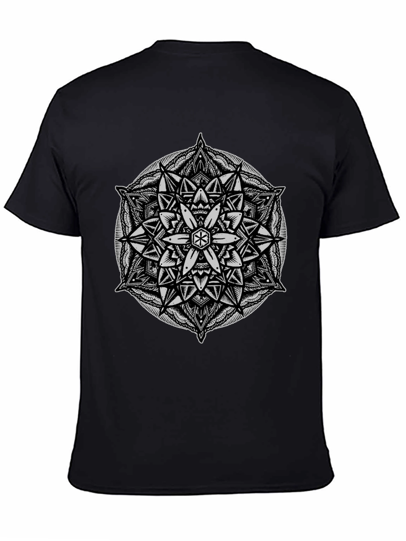 Geometric Mandala Graphic Tee - Black