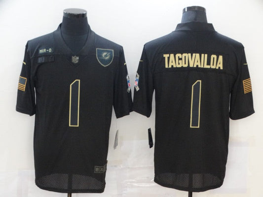 Men's Miami Dolphins #1 Tua Tagovailoa Black Player Game Jerseys