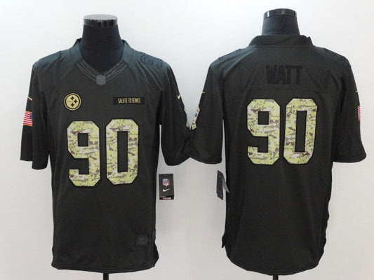 Men's Pittsburgh Steelers #90 T.J. Watt Black Team Game Jerseys