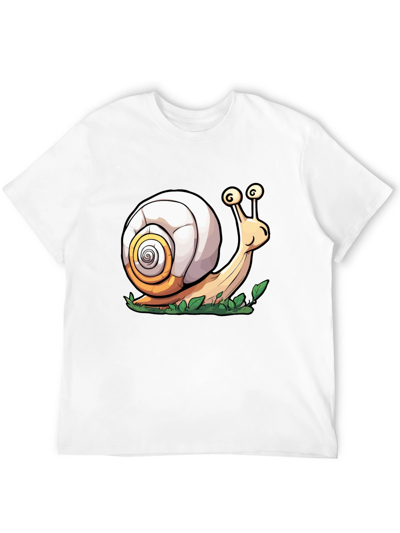 Cartoon Snail Graphic Tee - Black Cotton