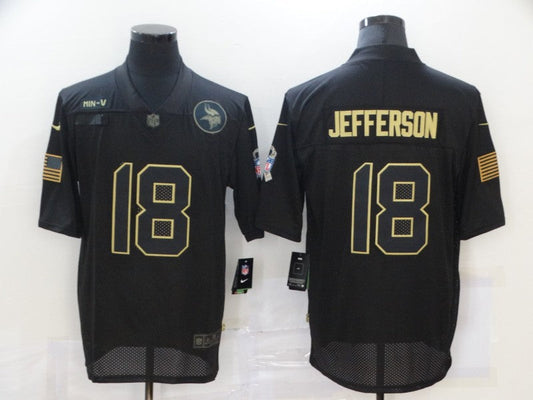 Men's Minnesota Vikings Justin Jefferson #18 Black Game Player Jerseys