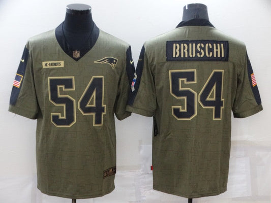 Men's New England Patriots Tedy Bruschi #54 Brown Game Jerseys