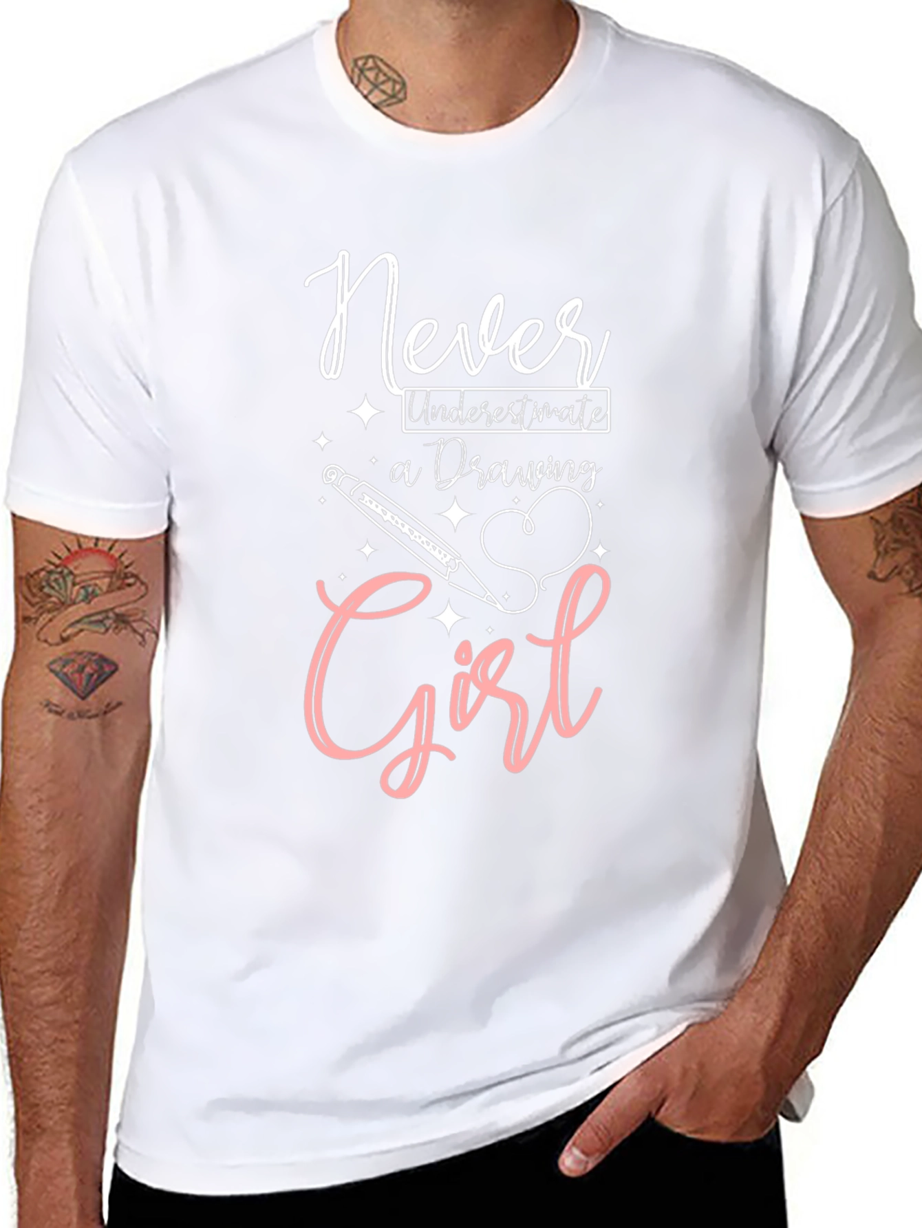 Never Underestimate a Drawing Girl Black T-Shirt