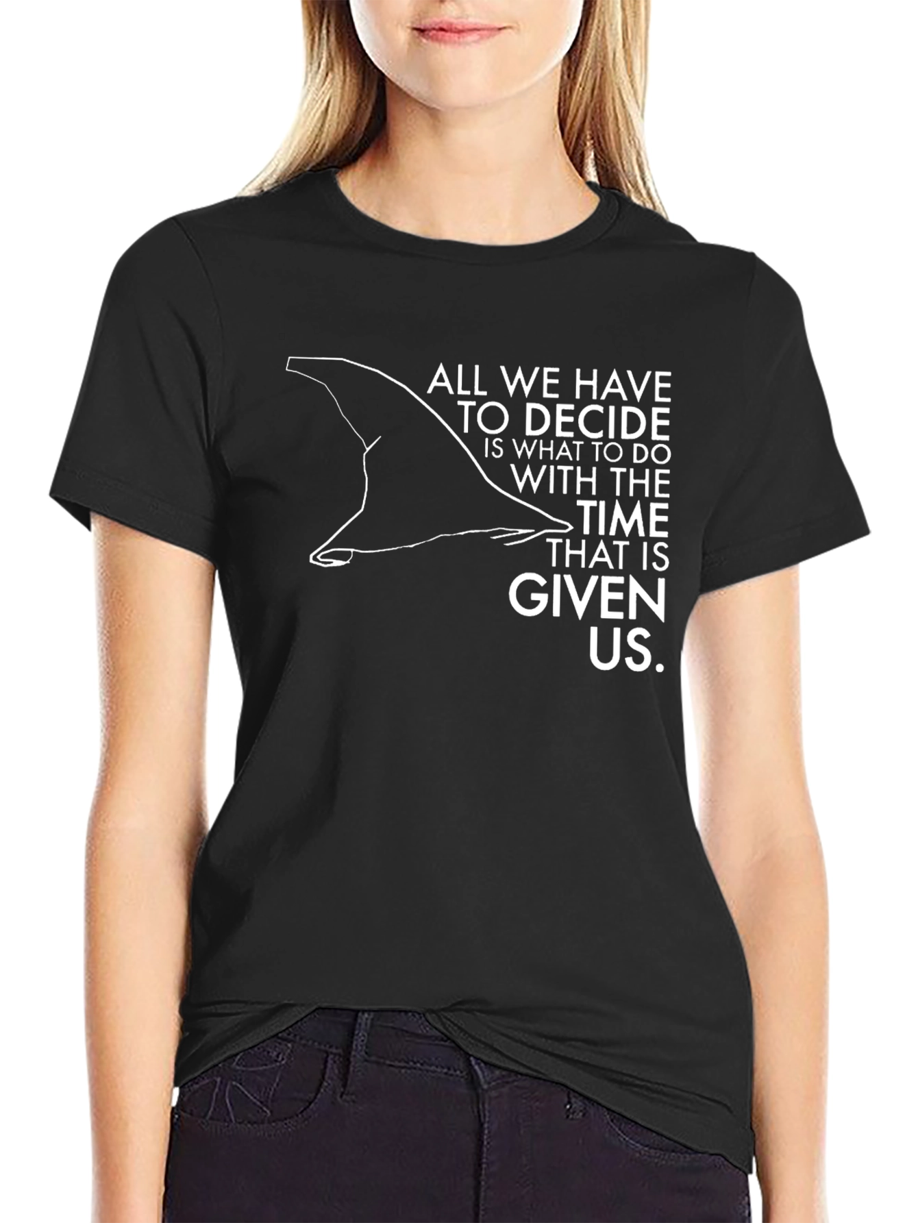 Wizard Hat Time Quote Black T-Shirt