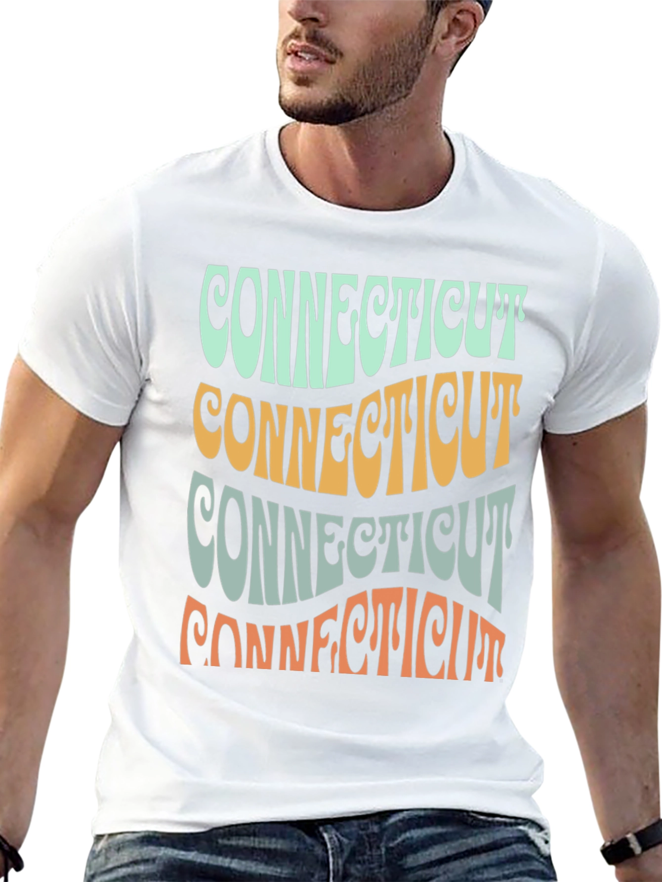 Retro Connecticut State T-Shirt - Graphic Print