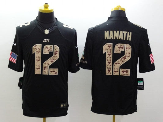 Men's New York Jets Joe Namath #12 Black Player Game Jerseys