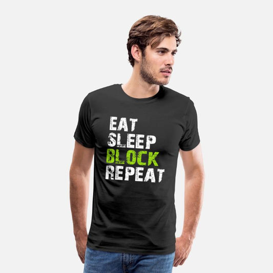 Eat Sleep Block Repeat Shirt For Football Offensiv