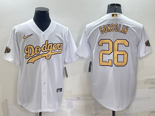 Men's Los Angeles Dodgers Tony Gonsolin #26 White Replica Baseball Jerseys