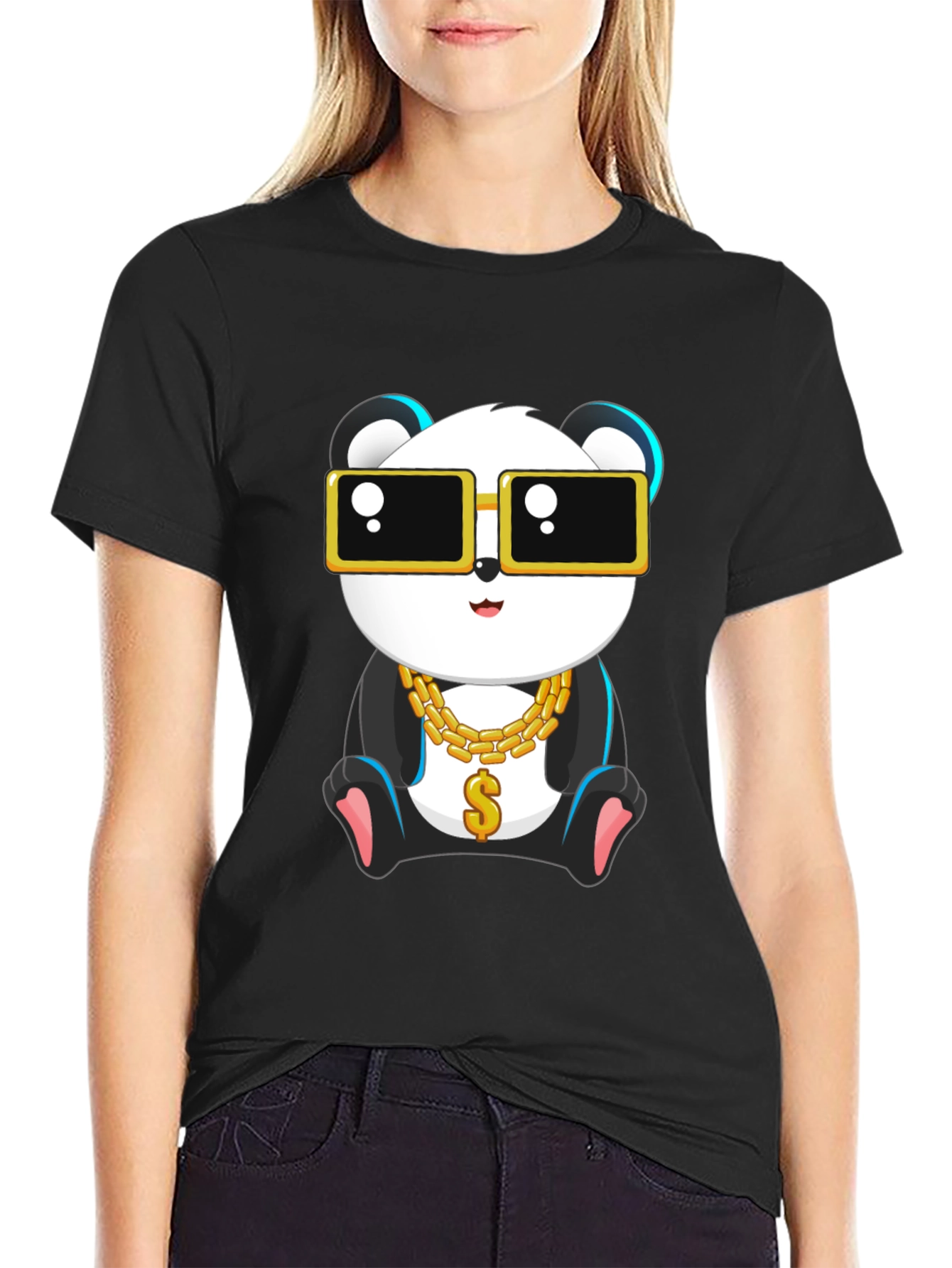 Cool Panda Graphic Tee - Black Cotton T-Shirt