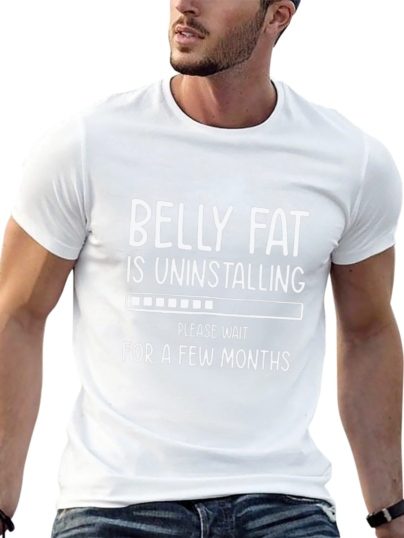 Funny Belly Fat Uninstalling Mens Graphic Tee