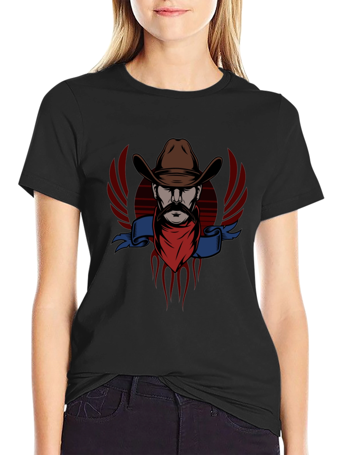 Cowboy Graphic Tee - Western Style Black T-Shirt