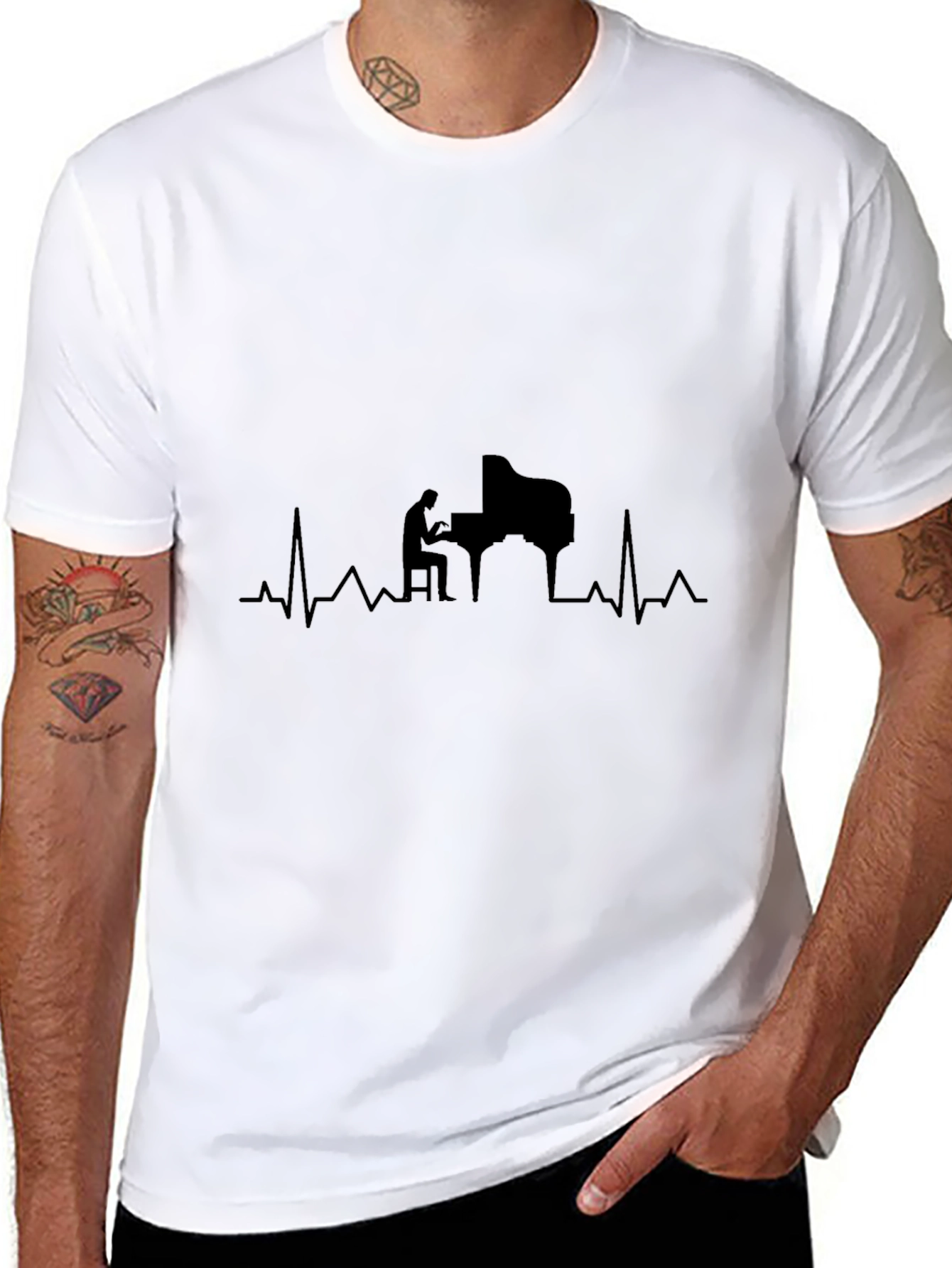 Piano Heartbeat T-Shirt - Music Lovers Tee