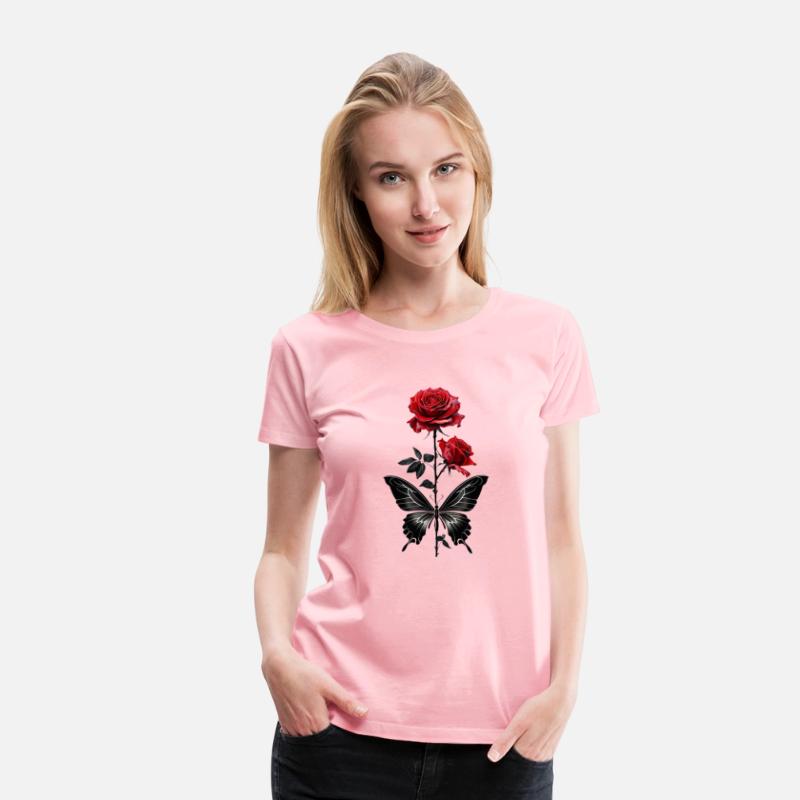 Elegant Red Roses with Black Butterfly