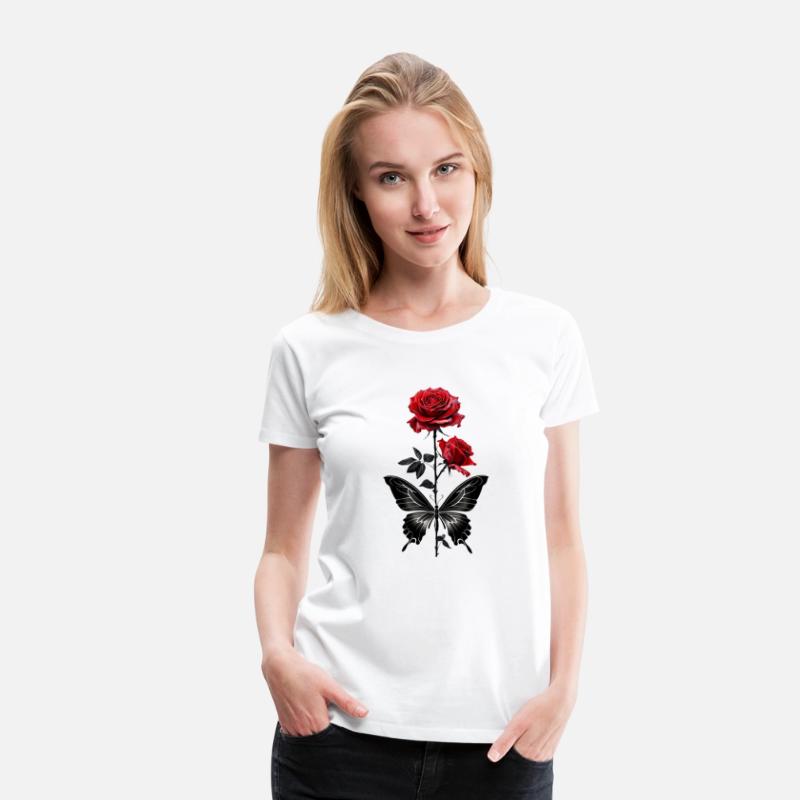 Elegant Red Roses with Black Butterfly