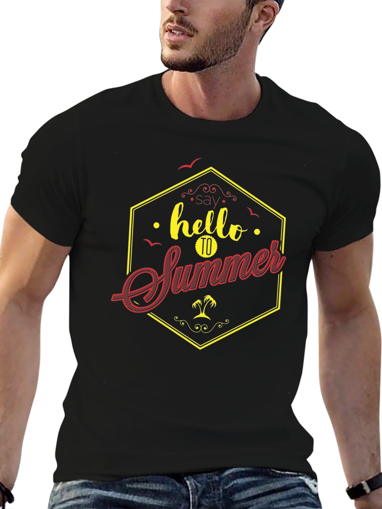 Hello Summer Graphic Tee - Mens Black T-Shirt