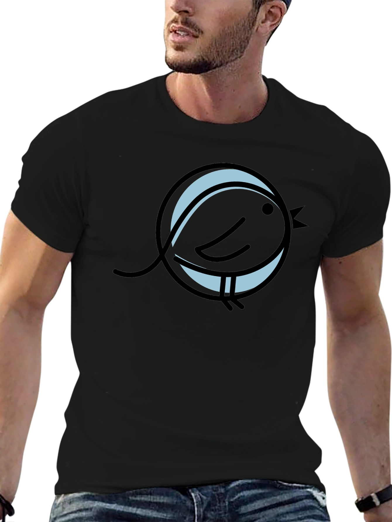 Black Graphic Tee - Bird in Circle