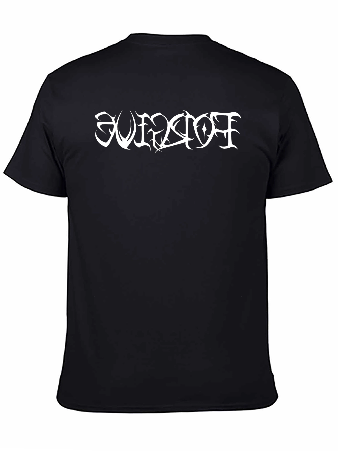 Black T-Shirt with White Gothic Text