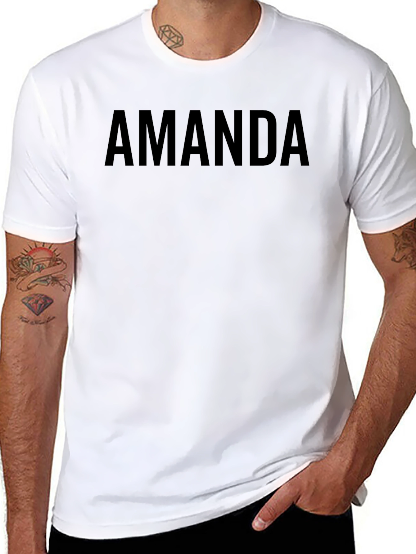 Amanda Black Graphic T-Shirt - Classic Crew Neck Tee