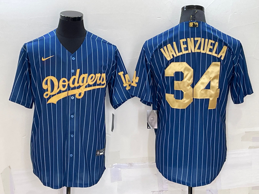 Men's Los Angeles Dodgers Fernando Valenzuela #34 Blue Replica Game Jerseys