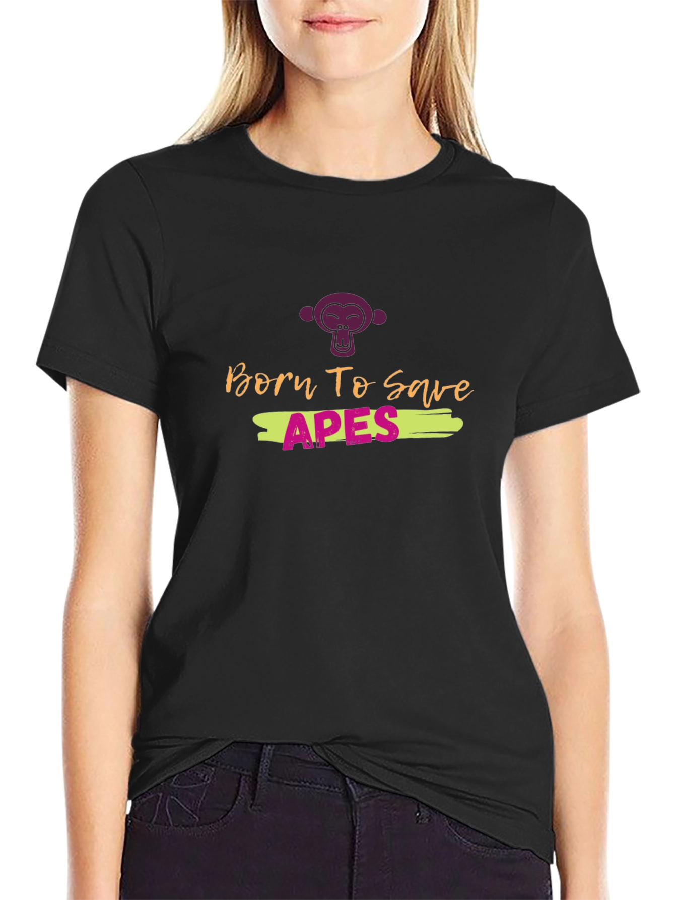 Born to Save Apes Graphic Tee - Black
