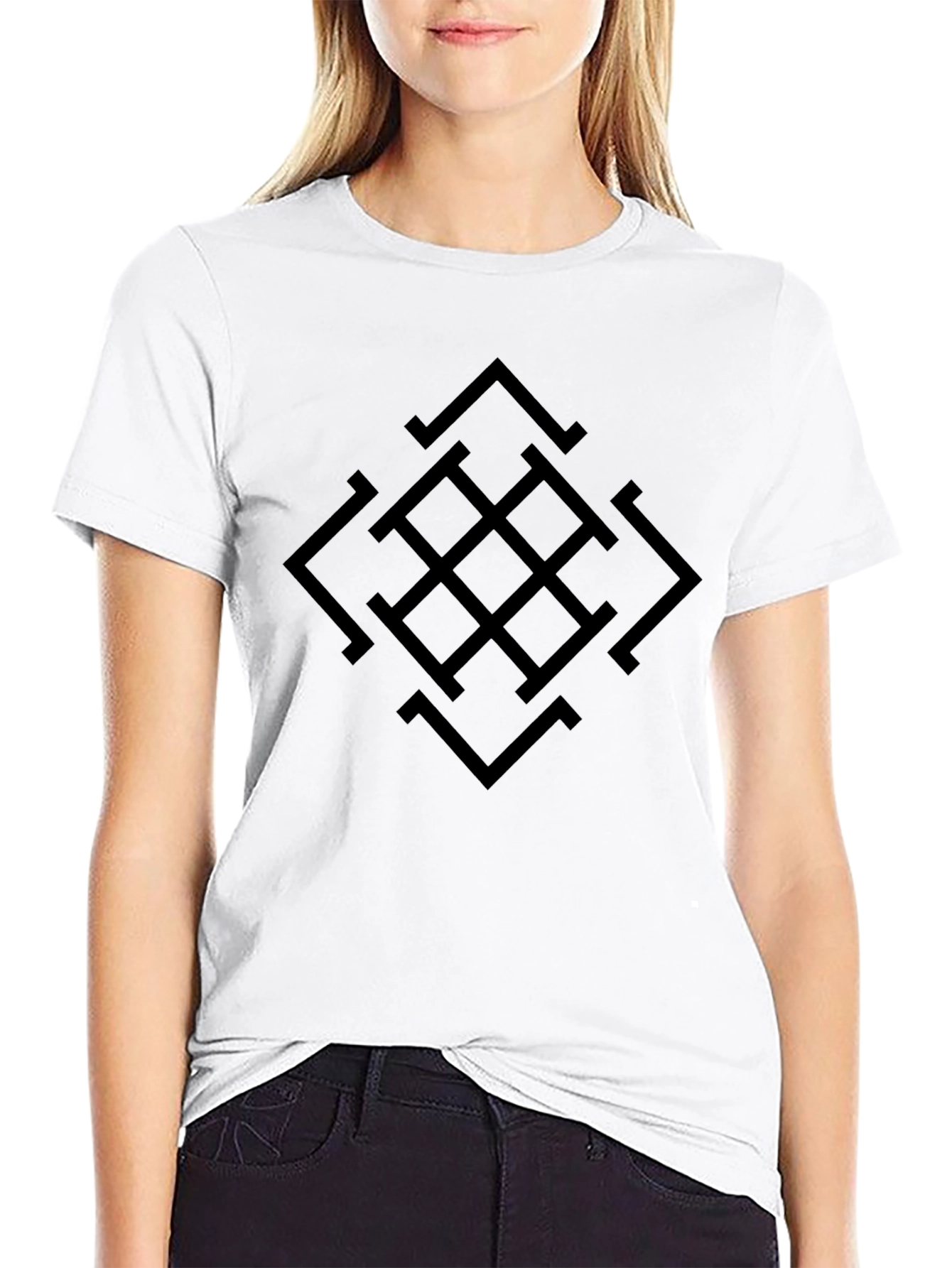 Geometric Pattern Black T-Shirt for Men
