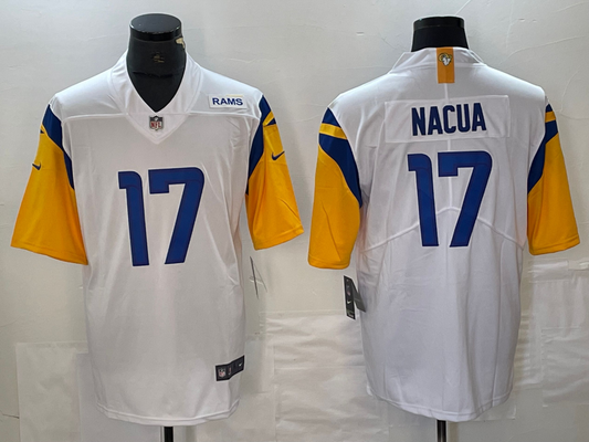 Men's Los Angeles Rams Puka Nacua #17 White Game Jerseys