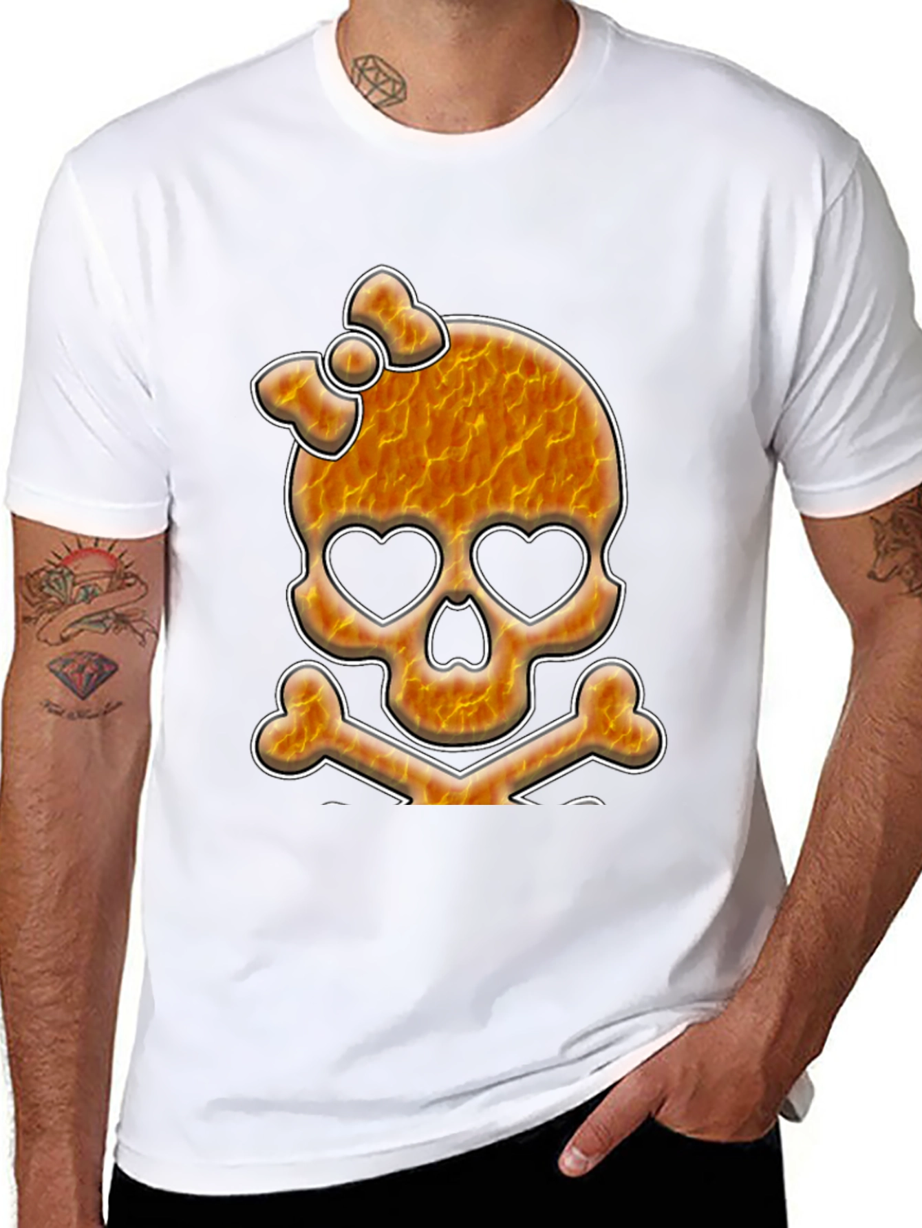 Skull & Crossbones Graphic Tee - Heart Eyes