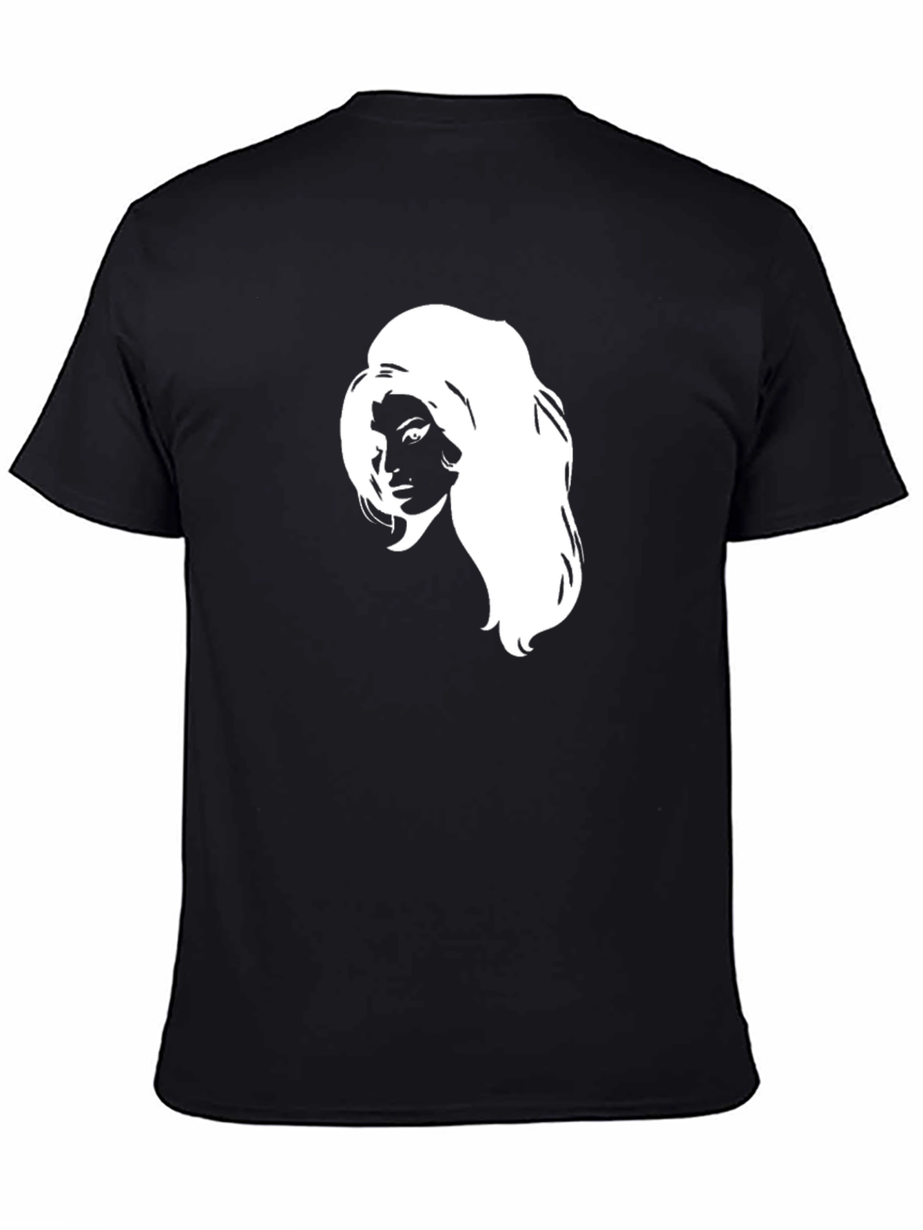 Black T-Shirt with White Woman Graphic