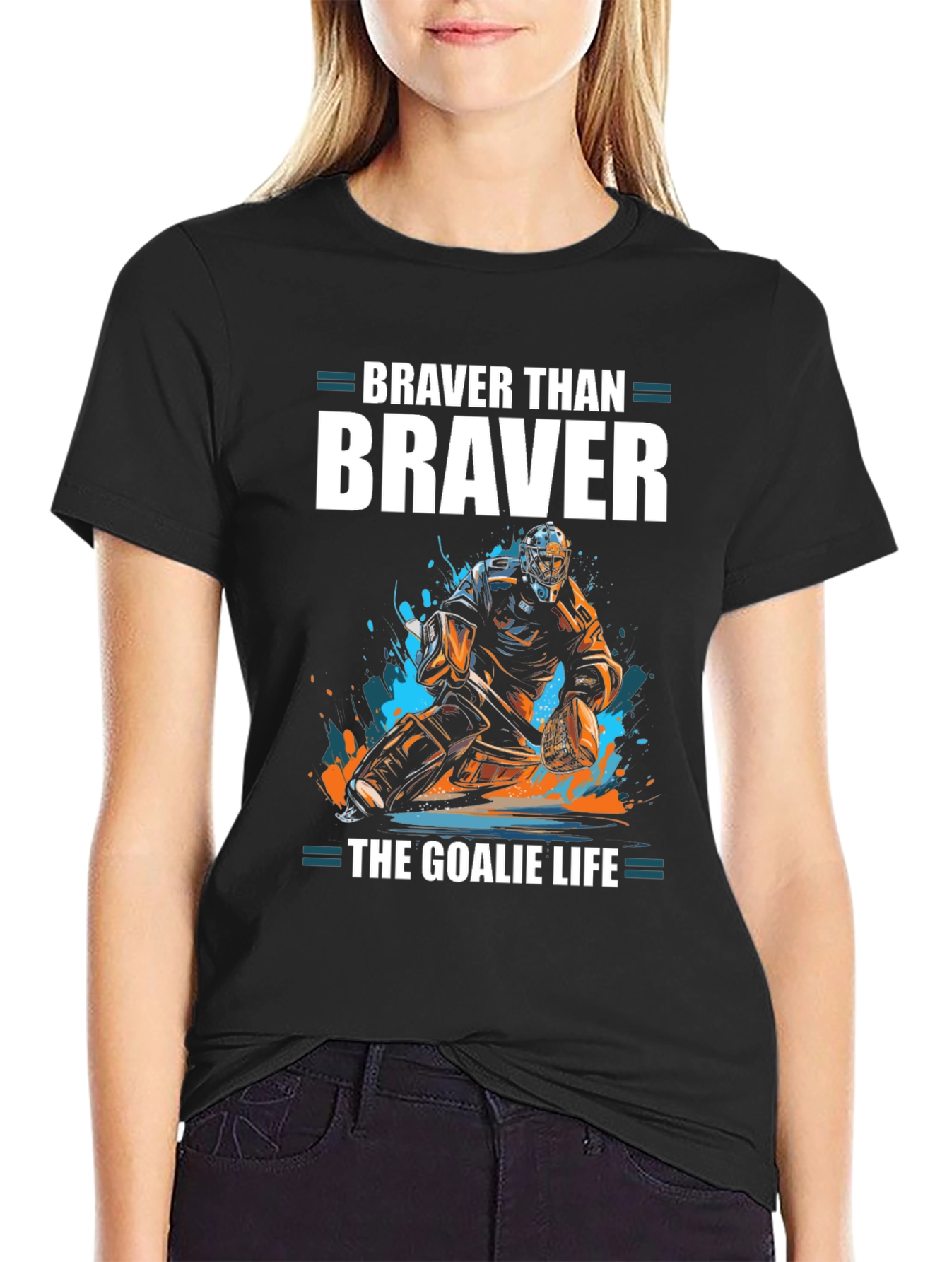 Braver Than Brave Hockey Goalie Graphic Tee