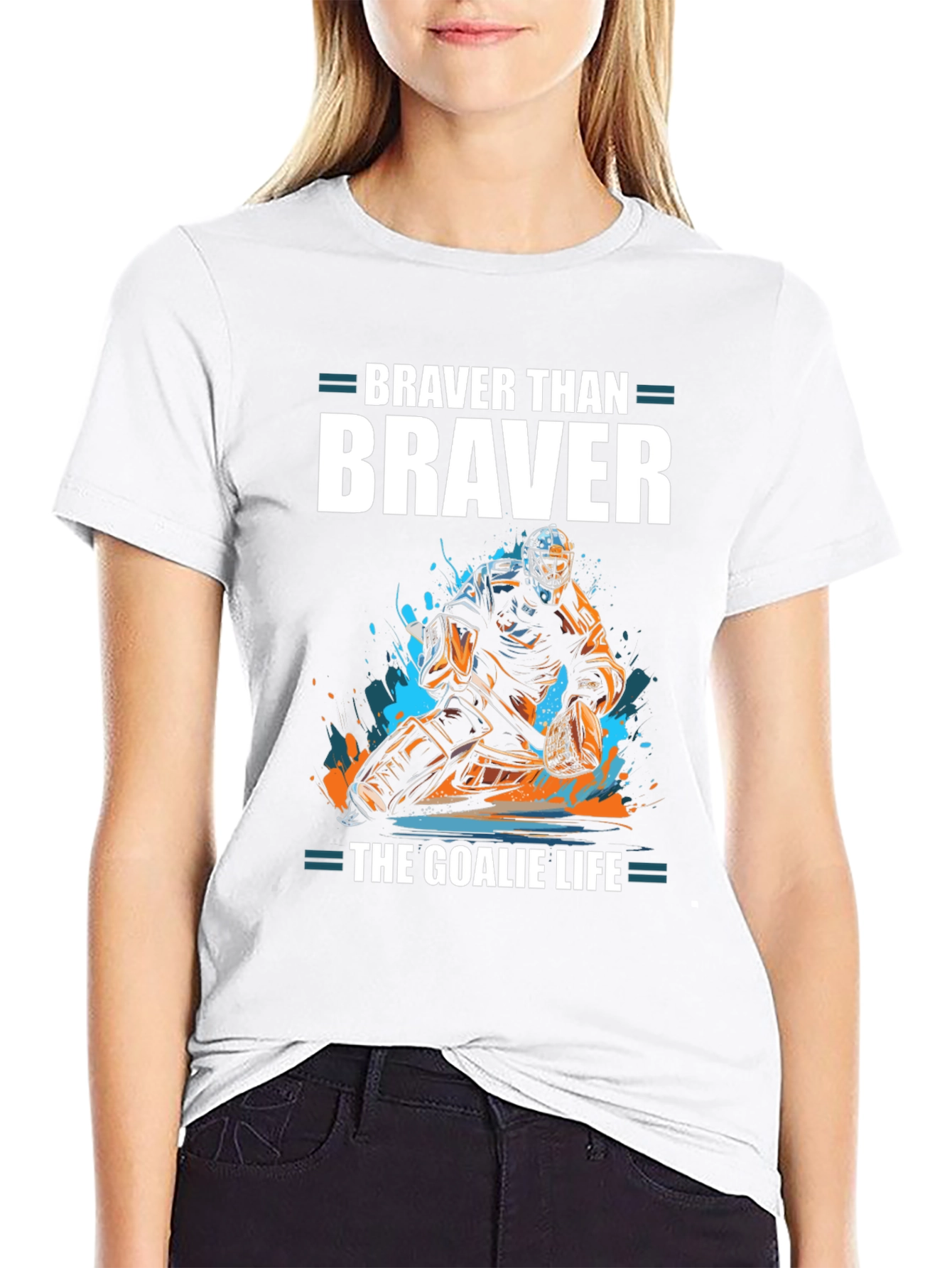 Braver Than Brave Hockey Goalie Graphic Tee