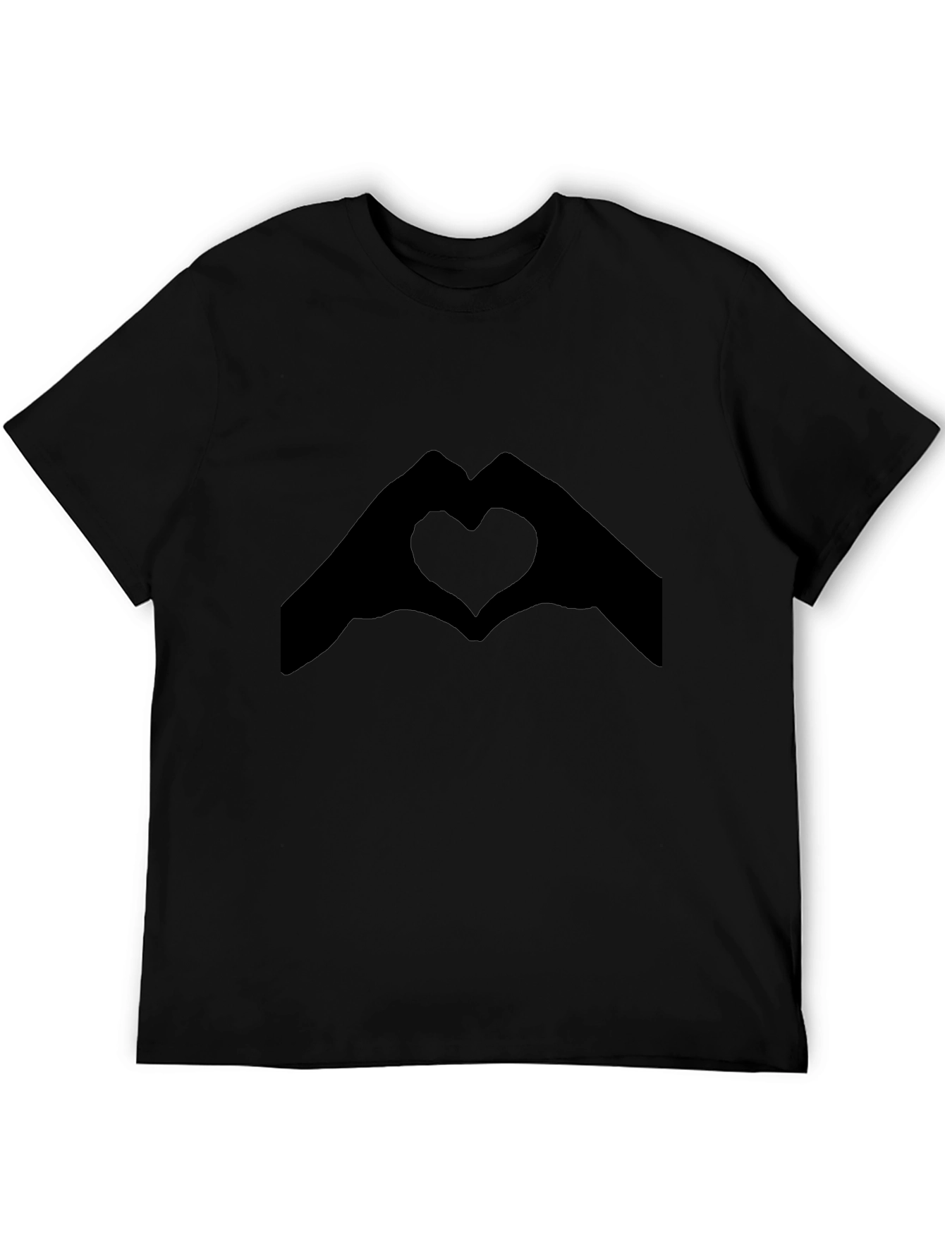 Heart Hands Graphic Tee - Black Casual T-Shirt