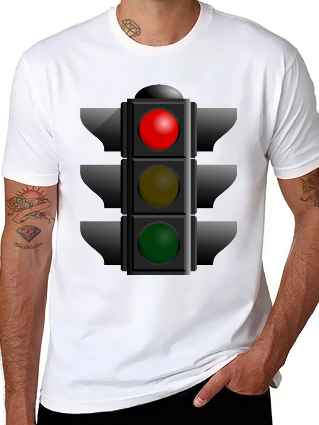Traffic Light Graphic Tee - Novelty Stoplight Shirt