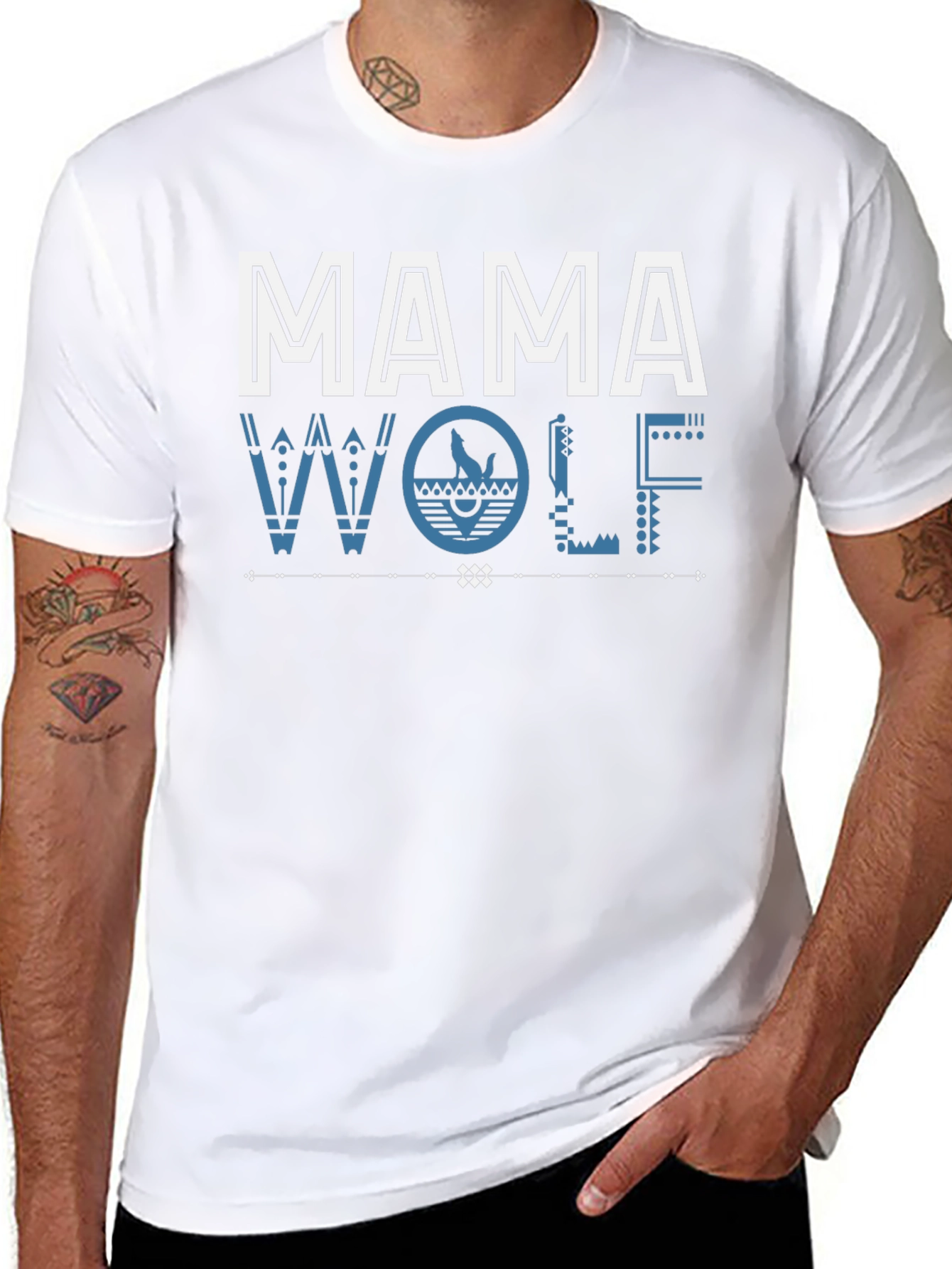 Mama Wolf Graphic Tee - Stylish Tribal Design