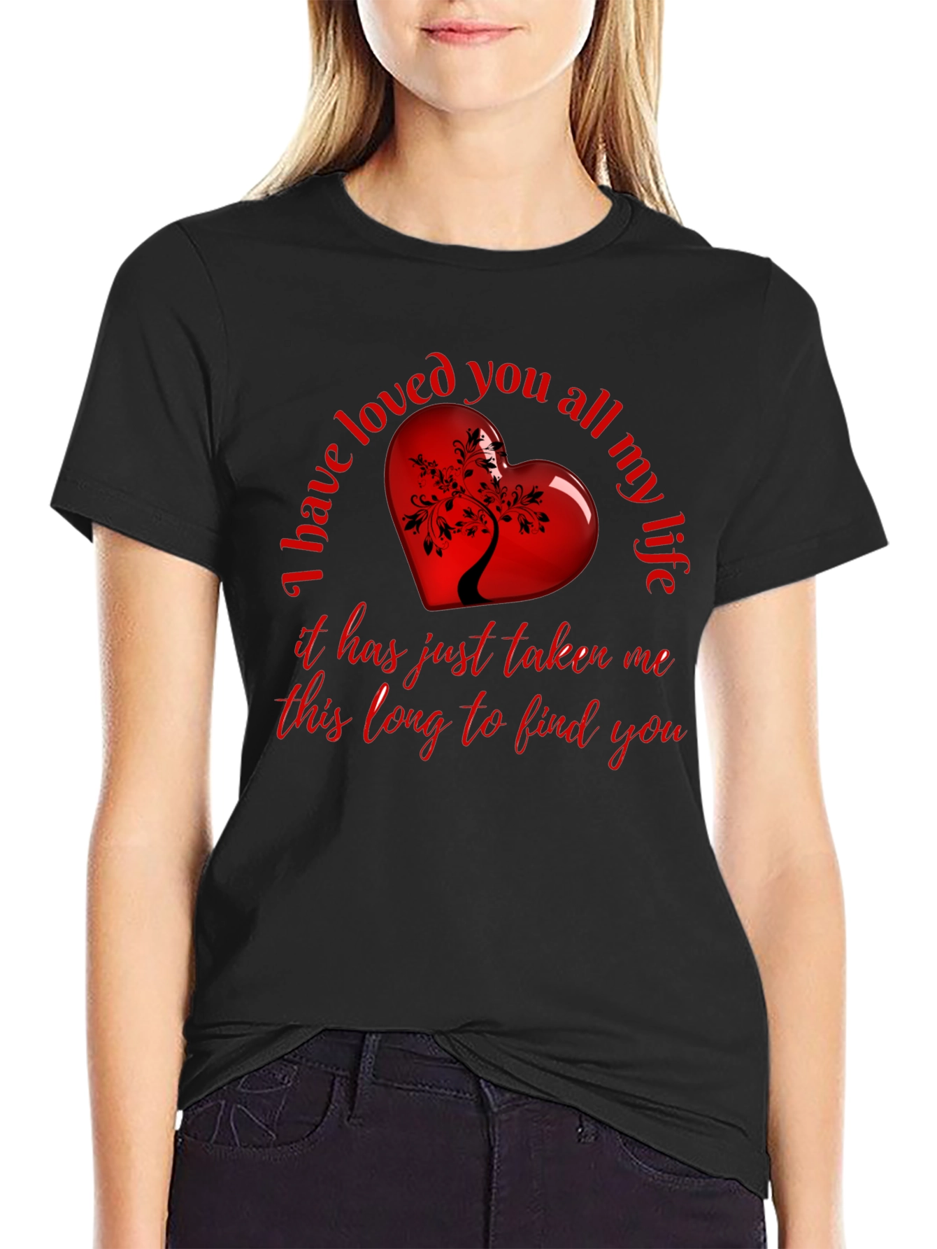 Heart Tree Black T-Shirt - Love Saying