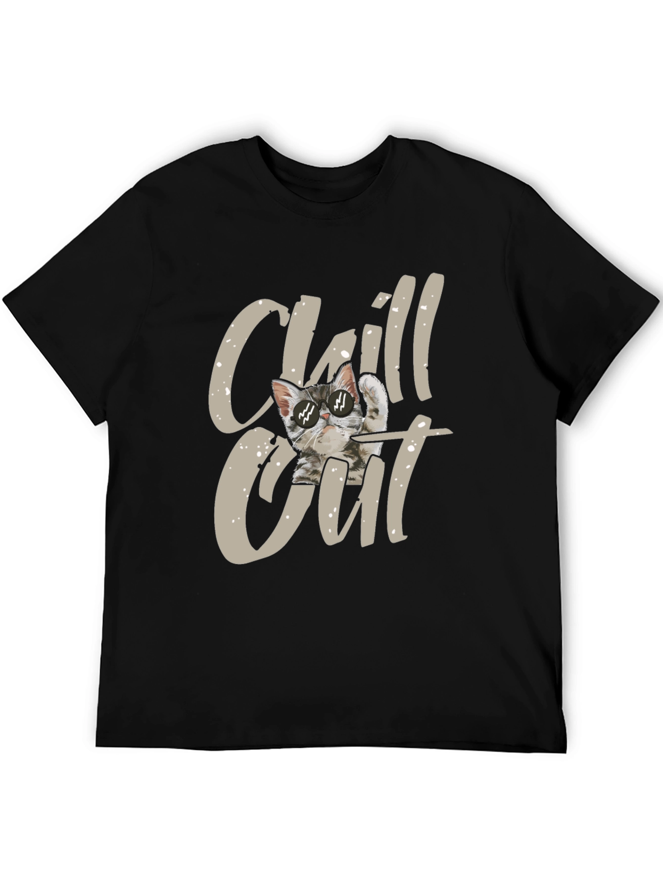 Chill Out Cat Graphic Black T-Shirt