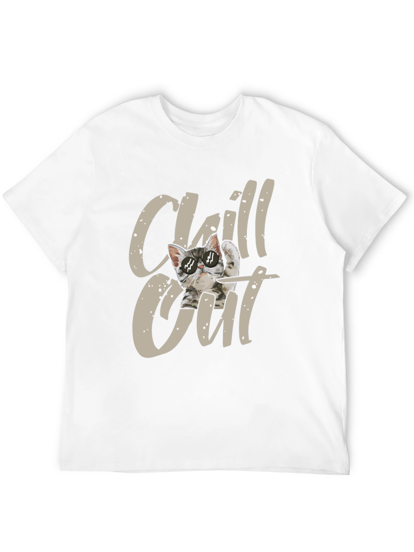 Chill Out Cat Graphic Black T-Shirt