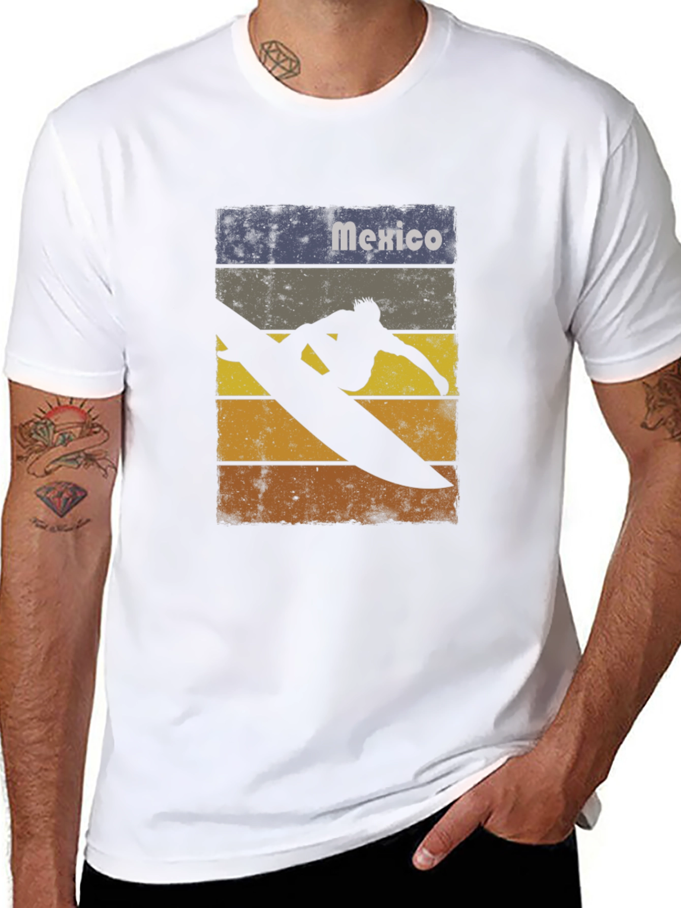 Mexico Surfing T-Shirt - Retro Style Black Tee