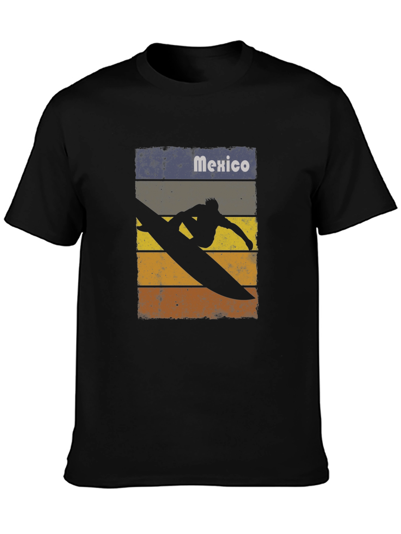 Mexico Surfing T-Shirt - Retro Style Black Tee