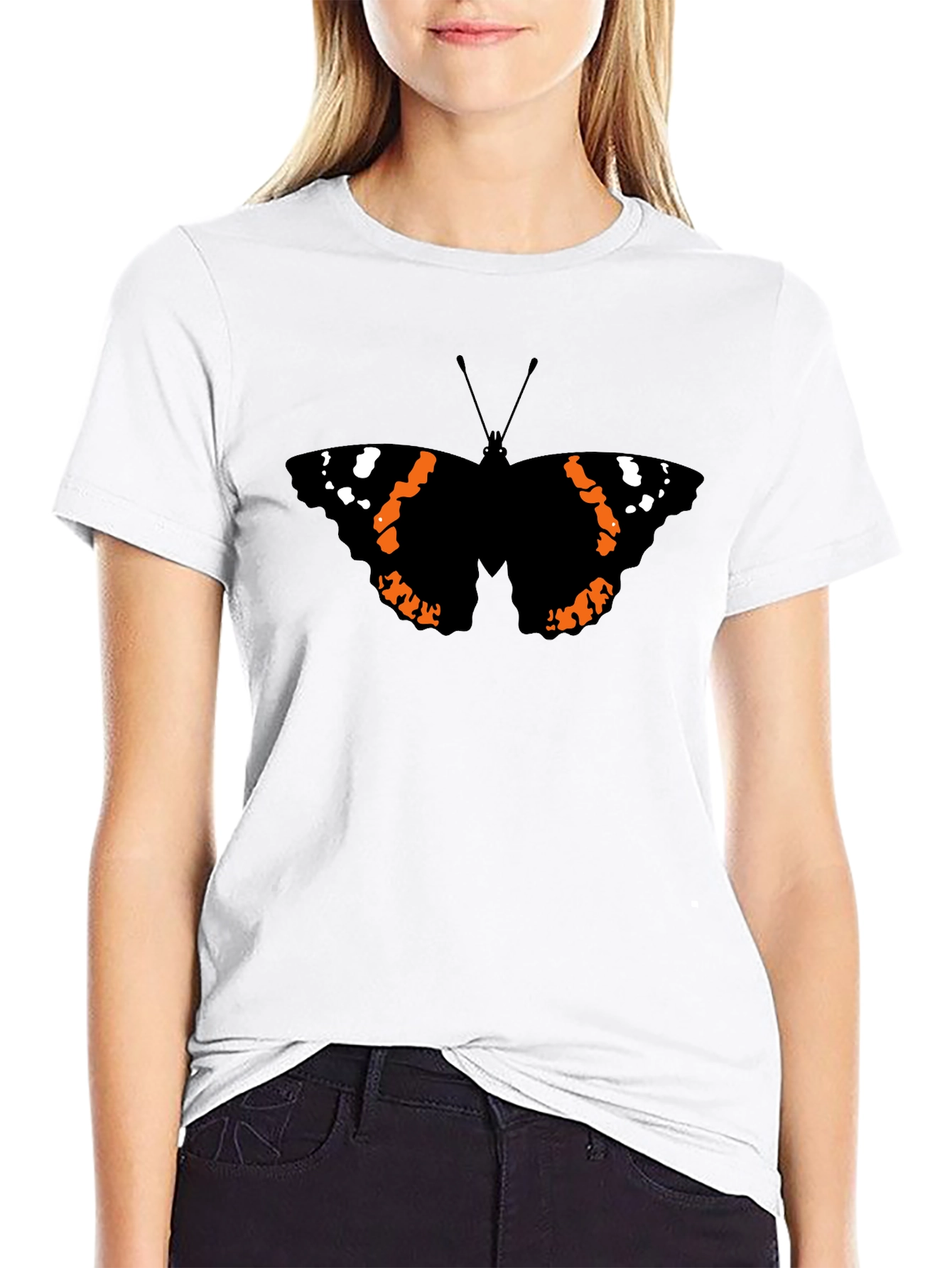 Butterfly Graphic Black T-Shirt Casual Mens Tee