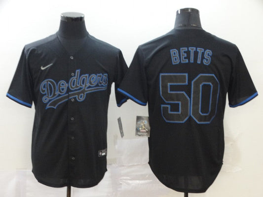 Men's Los Angeles Dodgers Mookie Betts #50 Black Stitched Game Jerseys