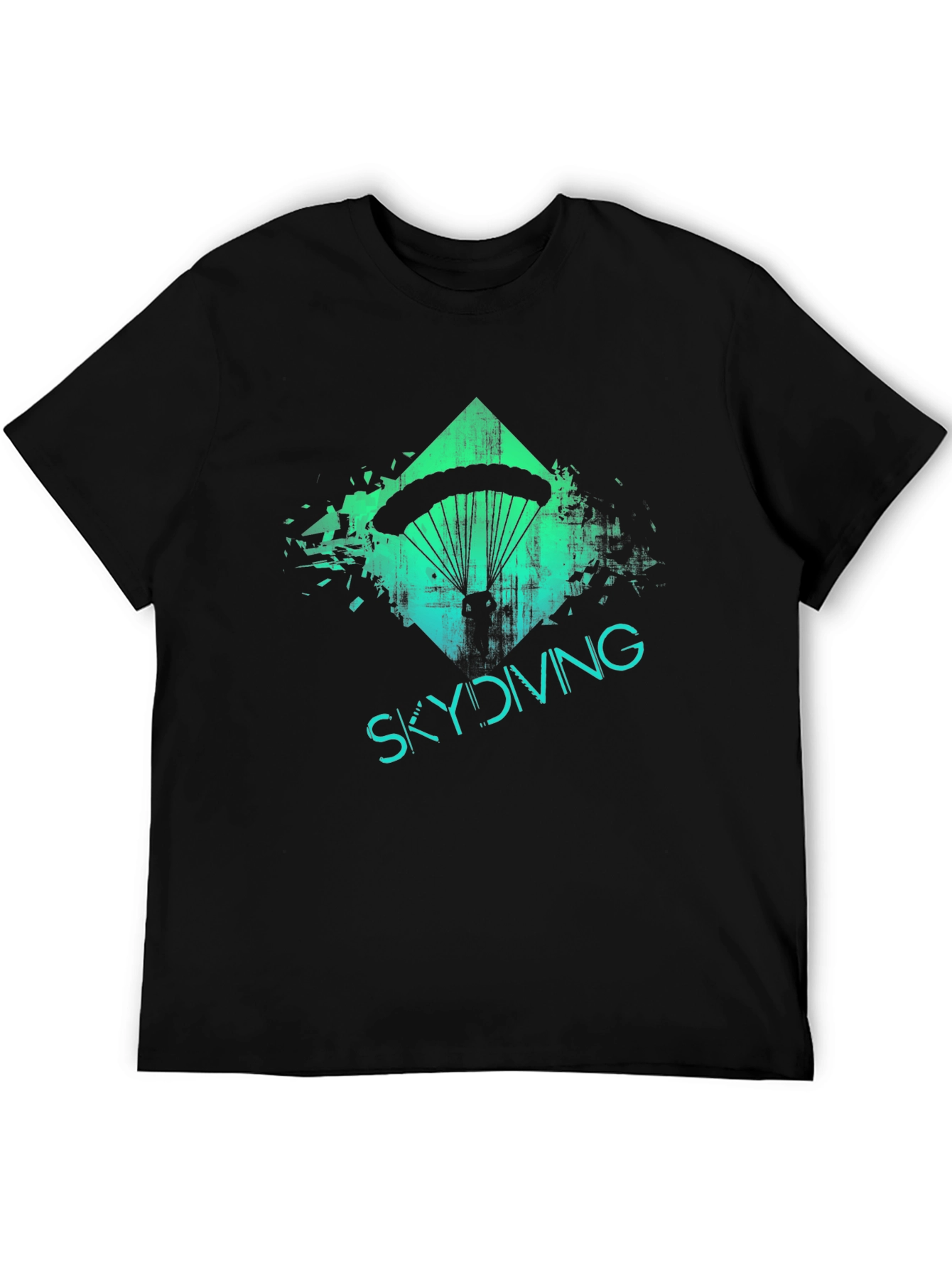 Skydiving Adventure Tee - Black Graphic Print T-Shirt