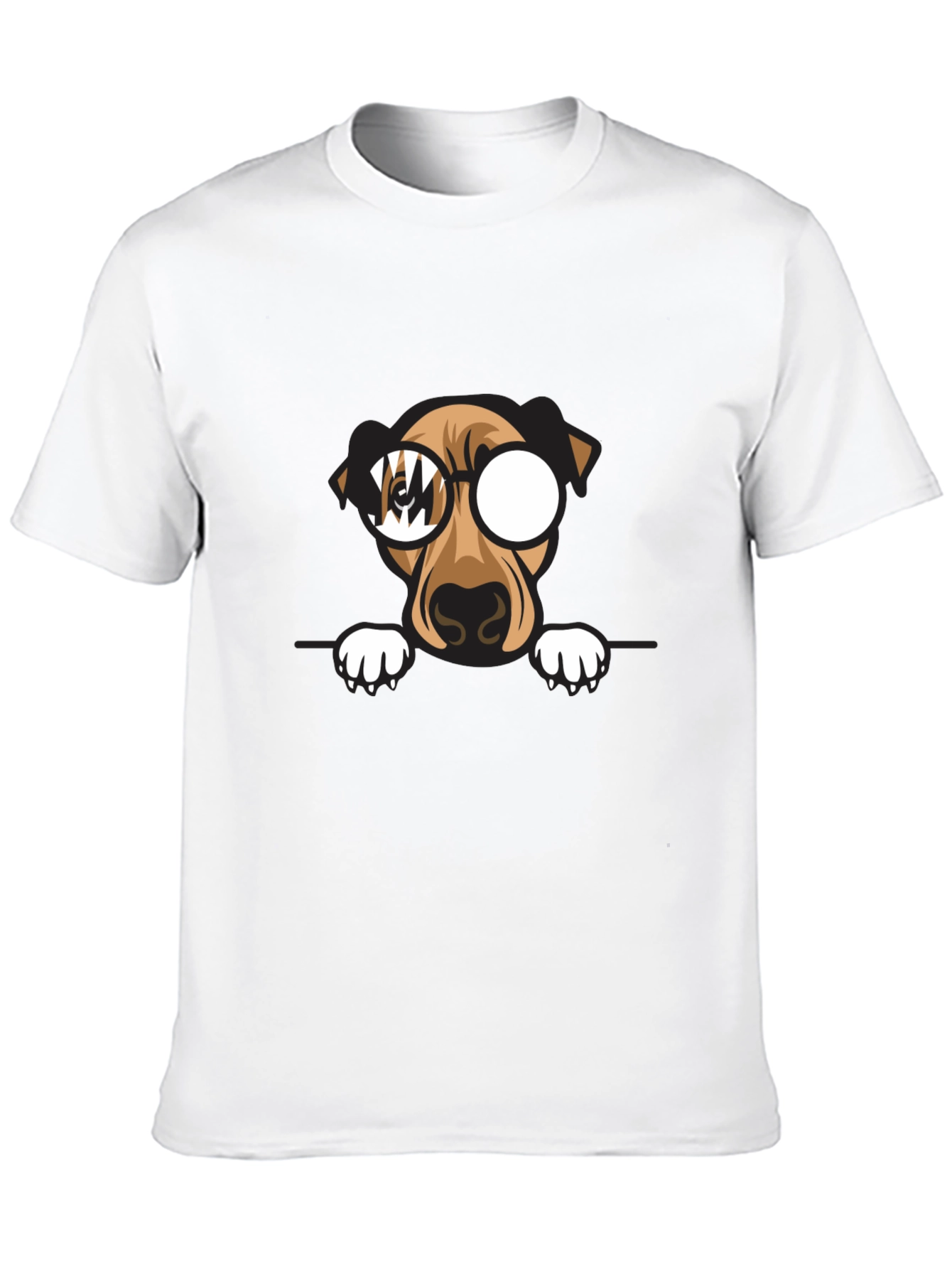 Dog with Glasses Graphic Print Black T-Shirt