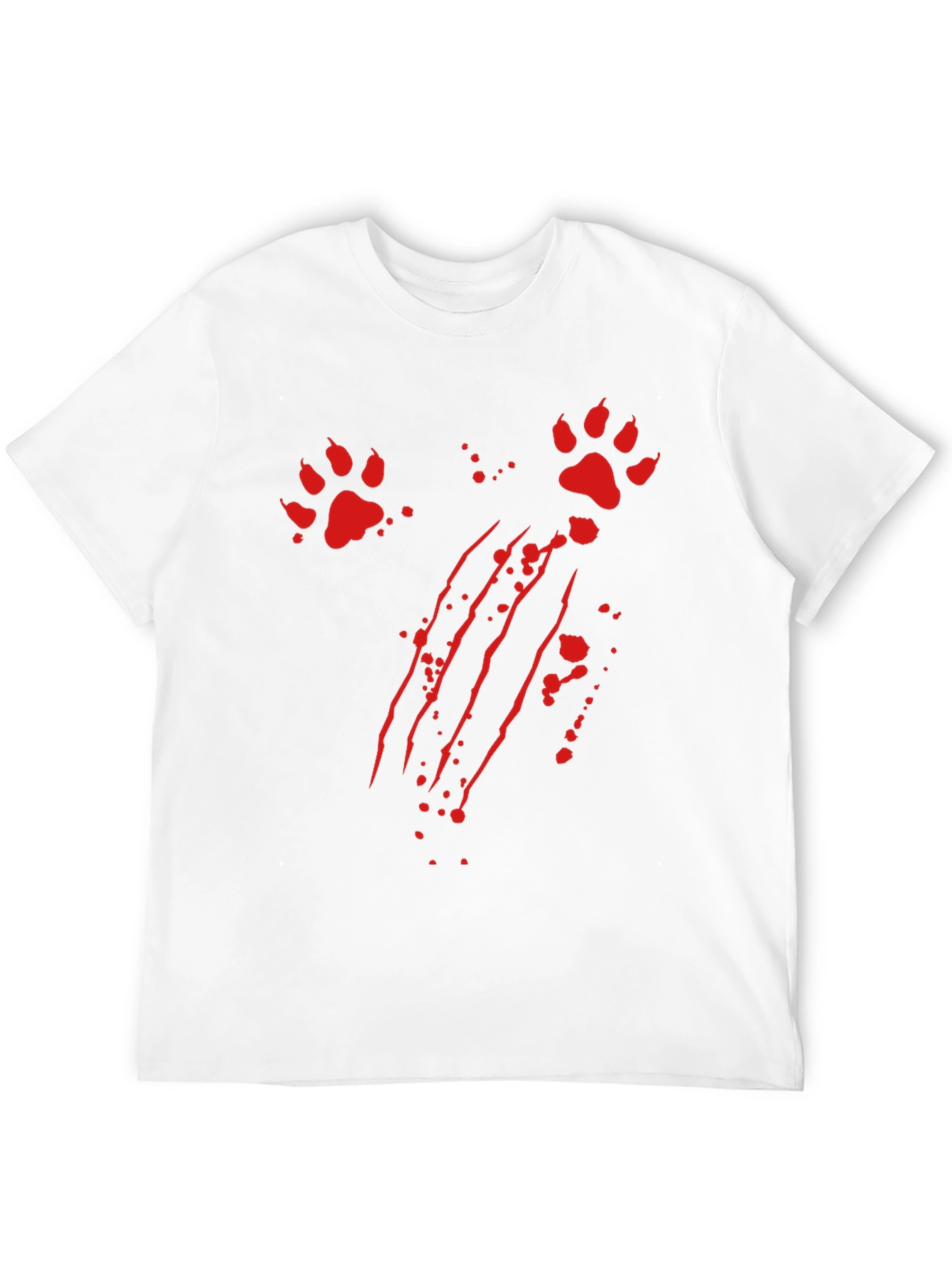 Mens Black T-Shirt with Claw Marks and Paw Prints