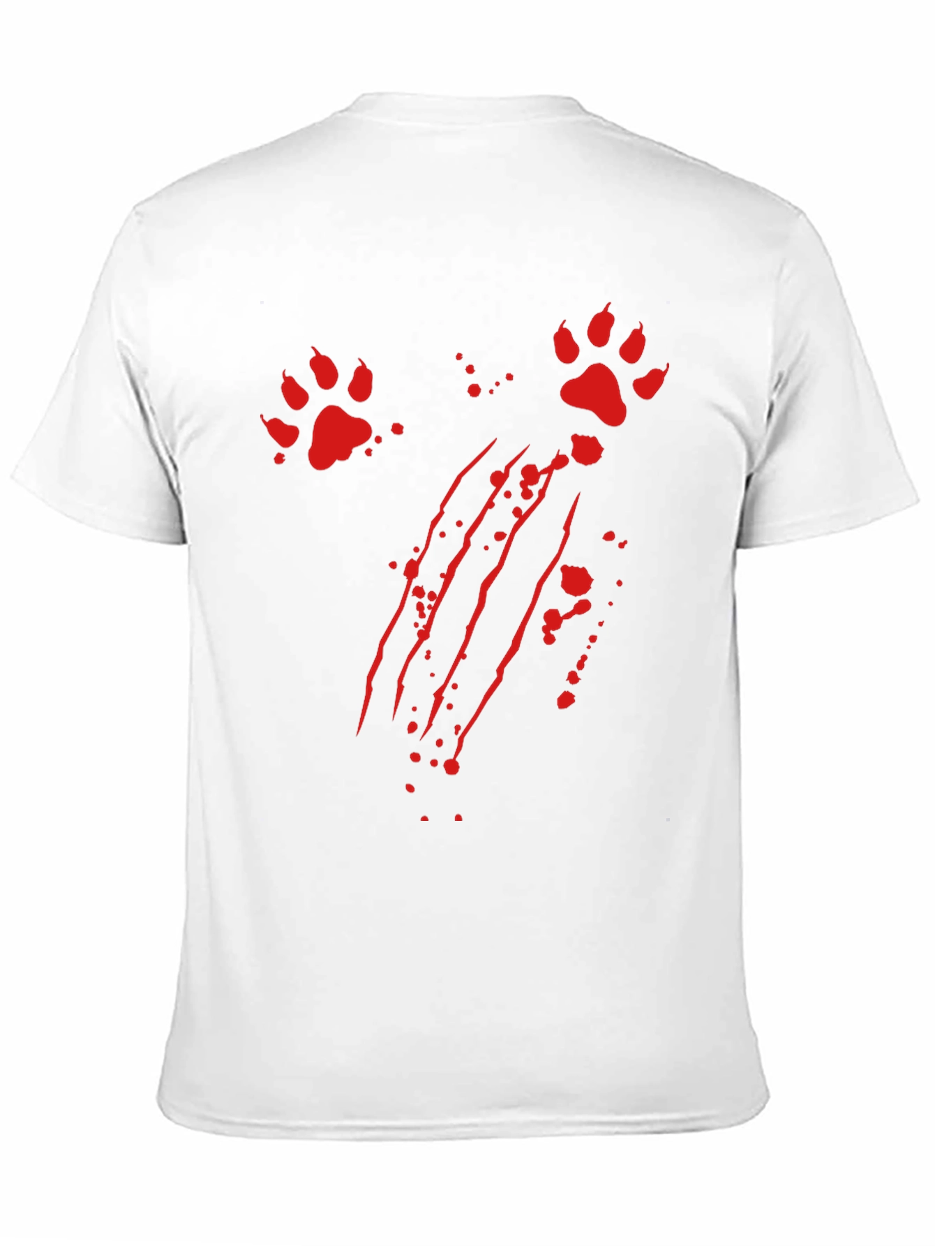 Mens Black T-Shirt with Claw Marks and Paw Prints