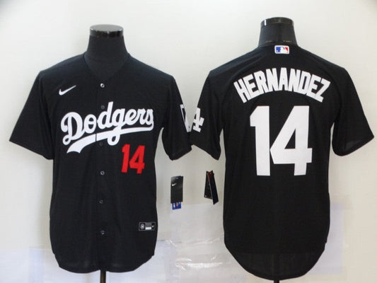Men's Los Angeles Dodgers Enrique Hernandez #14 Black Stitched Jerseys