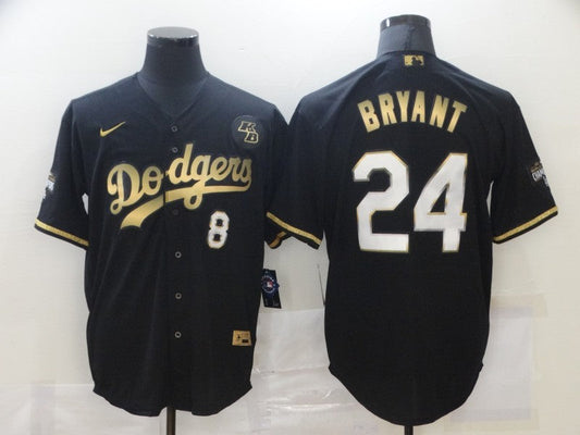 Men's Los Angeles Dodgers Kobe Bryant #8-24 Black Replica Player Jerseys