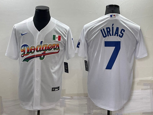Men's Los Angeles Dodgers Julio Urias #7 White Authentic Game Jerseys