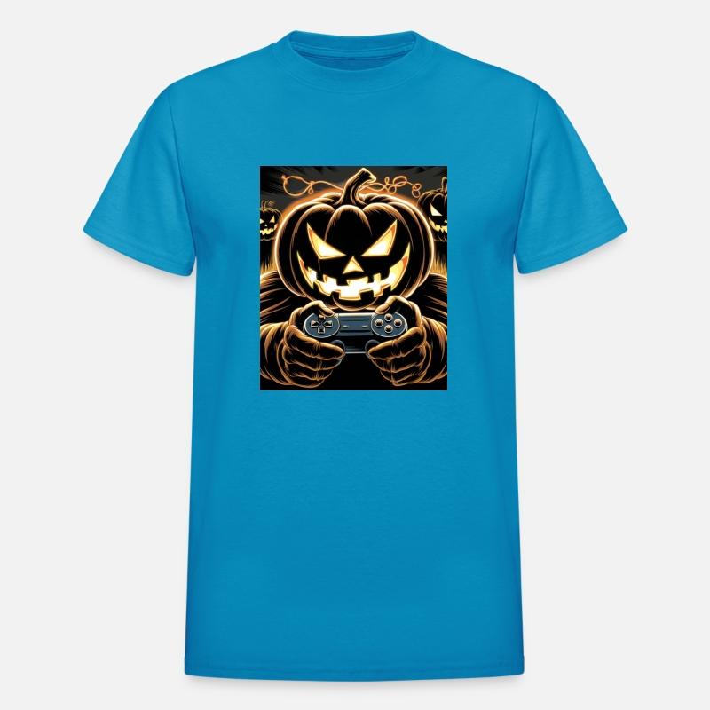 Fiery Gamer Jack-o'-Lantern Halloween Gaming Vibes